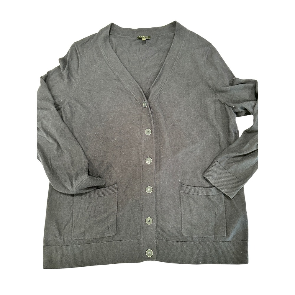 Talbots Petites Navy Blue V-Neck Button Front Cardigan Sweater‎ Pockets XLP